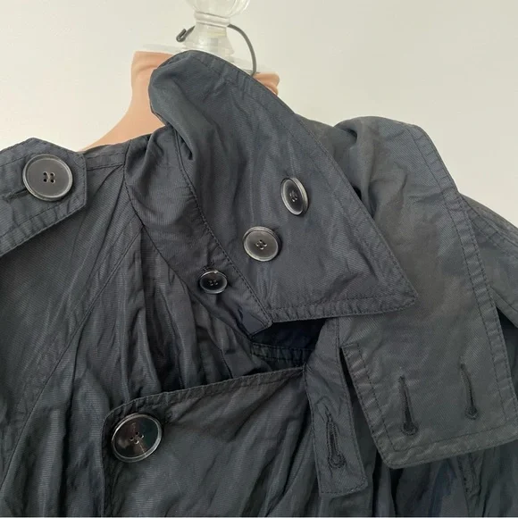 Jean Paul Gaultier 2 Squared Vintage Black Double Breasted Crinkle Trench Coat M - Picture 4 of 12